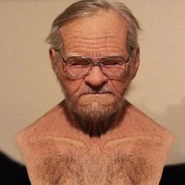 Old Man Mask Halloween Party April Fools Day Wrinkle Full For Head GrandpaGrandma Face Supplies Cosplay Props 240430