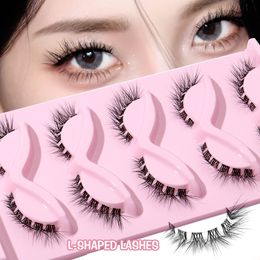 L Style Transparent Stem False Eyelashes Daily Makeup New Eyelashes Enlarge Eyes 5Pair Short Cat Eye Upcurl