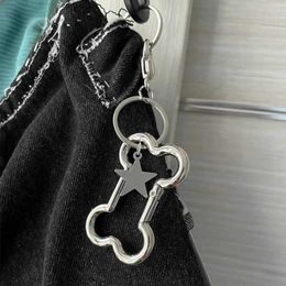 Keychains Lanyards Punk Cool Bone Keychain Korean Fashion Star Bag Pendant Accessories Gothic Jewelry Glenger Cute Keychain Q240429