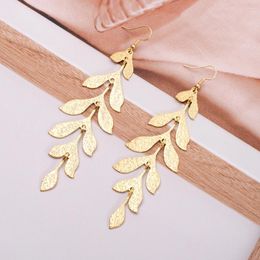Dangle Earrings Fashion Dynamic Metal Leaf Tassel Vintage For Women Aesthetic Silver And Gold Colour Product Party Gift Girls Jewellery
