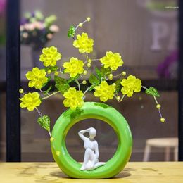Decorative Figurines Nordic Artificial Acrylic Crystal Flower Ornaments Simple Fashion Flowers Vase For Home Decor Wedding Craft Accessories
