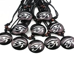 Fashion Jewelry Whole Mixed 12pcs Imitation Yak Bone Resin Carved The Eye of Horus Pendant Necklace for men women039s Amule5730478