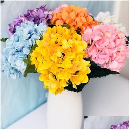 Faux Floral Greenery 19 Cm Two-Leaf Hydrangea Artificial Flower Fake Silk Home Pography Bride Holding Bouquet Bh1800 Cy Drop Delivery Dhfhn