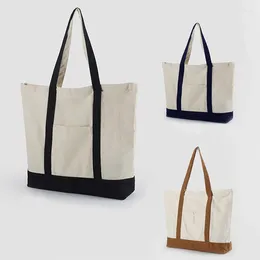 Shopping Bags Canvas Bag Simple Cotton Reusable Women Shoulder Foldable Large Capacity Grocery Storage Totes Female Handbag