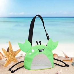 Cartoon Crab Mesh Beach Bag Collecting Sand Toys Tote Toy Storage for Boy Girl Kid Hunting Shells 240423