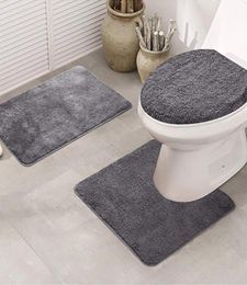 3pcs Toilet Cover Seat NonSlip Fish Scale Bath Mat Bathroom Kitchen Carpet Doormats Decor Warm Soft Cushion WC Cover T Y2001085822124