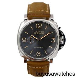 Minimalist Wrist Watch Panerai Genuine Leather Steel Automatic Mechanical Fashion Men's Luxury Watch Watches Swiss Watch Black Disc