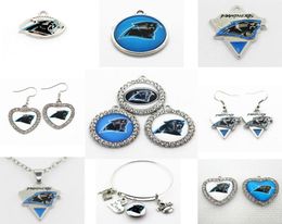 US Football Team 20pcslot Carolina Charms Panthers Dangle Charms Sports DIY Bracelet Necklace Pendant Jewelry Hanging Charms7488674