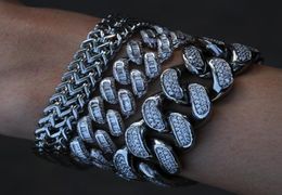 Diamonod zircon cuban chain bracelet jewelry set copper gold link chains bracelets wristband hip hop rap Fashion for men women wil8031303