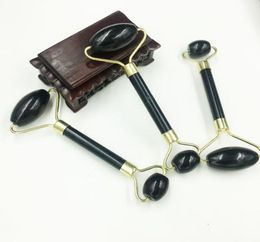 Natural Black Obsidian Massage Roller Double Head Jade Stone Facial Massage Roller Guasha Set Tool Skin Care Real Jade Roller4439098