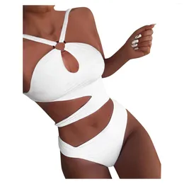 Women's Swimwear Halter Neck White Sexy Bikinis Sets Female Hollow Out Brazilian Swimsuit Summer Fashion Bather Bathing Suit Tankinis