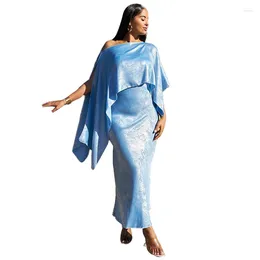 Ethnic Clothing S-2XL African Party Evening Dresses For Women 2024 Elegant Summer Solid Color Long Maxi Dress With Top Africa