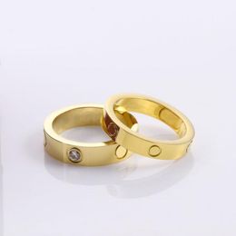 2021 Titanium Stainless Steel Rings for Women Men Jewellery Couples Cubic Zirconia Gold Silver Rose gold Rings with red bag 4mm 5mm 4327693