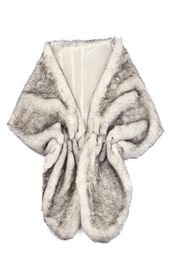 2015 Cheap Black Brown Faux Fur Bridal Wrap Shawl Wedding Wrap Bridal Jacket Faux Fox Fur7825802