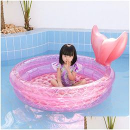 Sand Play Water Fun Mermaids Inflatable Pool Bathing Kids Summer Home Outdoor Swimming Square For Gifts Girl Drop Delivery Toys Sports Dhgtl