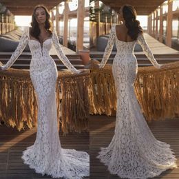 Maniche a cuore abiti in pizzo sirena lunga abito da sposa elegante sweep robe de mariee abiti da sposa