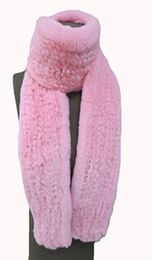 Lady039s Real Rex Rabbit Fur Nice Knitted Scarf Shawl 13 ColorsL039 170 cm Winter Fashion Warm4641762