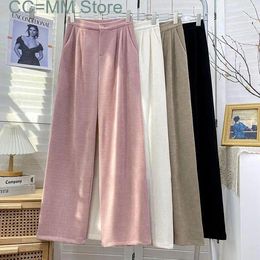 Women's Pants Corduroy Wide Leg Baggy Women Fall Winter Thick Elastic High Waist Joggers Trousers Pink Casual Full Length