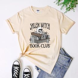 Women's T Shirts Salem Witch Book Club T-shirt Spooky Reader Halloween Holiday Gift Tshirt Funny Witchy Woman Witchcraft Reading Tee Shirt