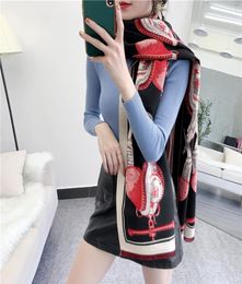 Big Size Women Printed embroidery Scarf Silk Winter Print Foulard Satin Square Head Scarves Women Luxury Designer Shawls ship2598641