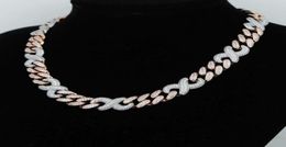 Iced Out Chain For Men women Miami Cuban Link Necklace Luxury Micro Paved rose gold white CZ Cuban Fashion Hip Hop Jewelry3656134