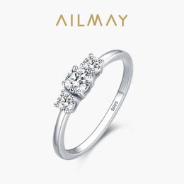 Band Rings Airbay Real 925 SterlSilver SparklAAAA Zircon Stackable Ring Suitable for Womens Classic Romantic Wedding Declaration Jewellery J240429