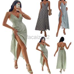 Basic Casual Dresses Designer Dress Women's Summer Casual Print Strap Open Back Dress