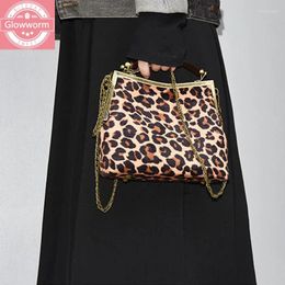 Bag Vintage Metal Buckle Clip Women Handbags Leopard Print Chain Women's Shoulder Messenger Large Capacity Ladies Hand Bags