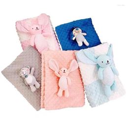 Blankets Minky Dot Soft Baby Blanket With Toys Double Layer Warm Plush Quilt Born Stroller Cover