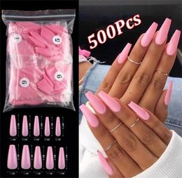 500pcs Colourful False Nails Long Ballerina Coffin Shape UV Shiny Extra Long Full Wrap Solid Colour Ballerina Nails1687237