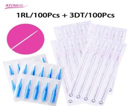 100pcs 1RL Tattoo Needle 3DT Tattoo Tips For Permanent Makeup Needles Tips Disposable Tattoo Tips Blue Sterile Nozzle Tip Plastic17088771