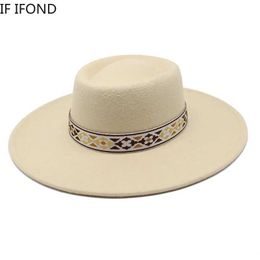 Wide Brim Hats Bucket Hats British Style Felt Fedoras Hat New Fashion 9.5CM Wide Brim Wool bowler Dress hat Winter Church Jazz Cs cheu feminino J240429