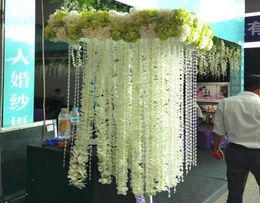 White Artificial Orchid Wisteria Vine Flower 1 Meter Long Silk Wreaths For Wedding Backdrop Decoration Shooting Props 10pcslot4075070