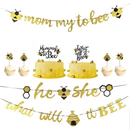 Party Decoration What Will It Bee Gender Reveal Supplies Decorations Honey Bumble He Or She Baby Shower Banner Cake Toppers