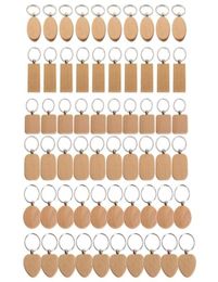Keychains 60 Blank Wooden Keychain Diy Key Anti-Lost Wood Accessories Gift3598627