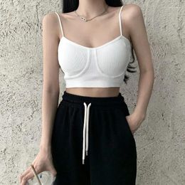 Camisoles & Tanks Underwear Seamless Fixed Cup Outer Wear Anti-Exposure Vest Inner Base Strap Bra For Women