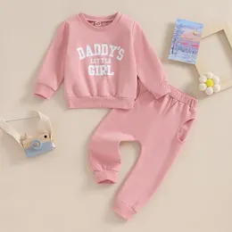 Clothing Sets Baby Girls 2 Piece Sweatshirt Pants Outfit Letter Print Pullover Top Sweatpants Set Toddler Fall Winter Clothes