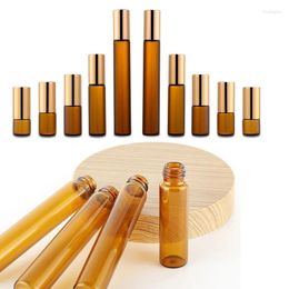 Storage Bottles 30Pcs 1ml/2ml/3ml/5ml/10ml Amber Glass Steel Roller Balls Roll-on Vials Containers For Essential Oil