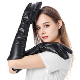 Women winter long fur Leather Softs rabbit warm sheepskin Sexy drive Ladies biker Driving Wedding Ball dinner bride Touch screen g6298060