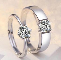 J152 S925 Sterling Silver Couple Rings with Diamond Fashion Simple Zircon Pair Ring Jewellery Valentine039s Day Gift5838626