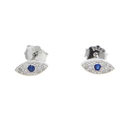 Whole cute evil eye stud earring for girl women 925 sterling silver sweet design tiny small stud eye paved white blue cz1521151