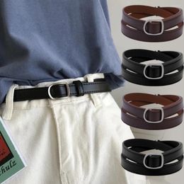 Belts 2024 Fashion Korean Black Brown Adjustable Grommet Metal Buckle High Quality Leather Belt Waistband For Jeans Dressing