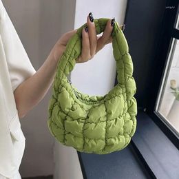 Evening Bags Small Casual Quilted Shoulder Bag For Women 2024 Trendy Handbags Designer Pleated Padded Underarm Tote Nylon Purses