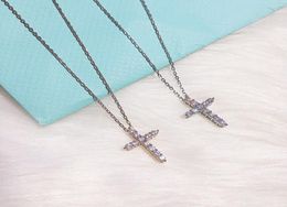 2021 summer men and women trend brand 1:1 fashion cross any diamond necklace luxury S925 Jewellery lover pendant6371360