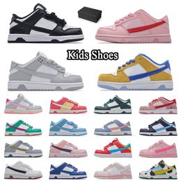 2024 designer kid shoes panda low running shoes Dhgate infant toddler triple white blue pink black white boys and girls kids sneaker big size child shoes trainers