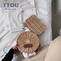 Shoulder Bags Arrivel Casual Straw Handbag Women Rattan Bag Handmade Woven Beach Circle Lady Female Designer Travel