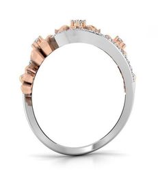 OMHXZJ Whole European Fashion Woman Girl Party Wedding Gift Flower Ziron 18KT White Gold conRose Gold Ring RR6113595753