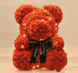 The 40cm Lovely Bear of Roses without LED Gift Box Teddy Bear Rose Soap Foam Flower Artificial New Year Gifts for Valentine039s5455363384