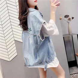 Women's Vests Korean Loose Denim Vest Tops Light Color Large Size Female Jeans Jacket