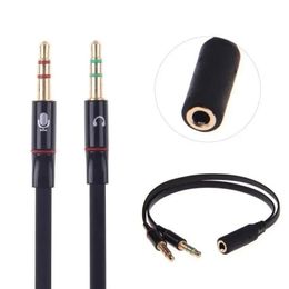 New Splitter Headphones Jack 3.5 Mm Stereo Audio 2 Male To 1 Female Cable Adapter Microphone Plug for Earphone Portable